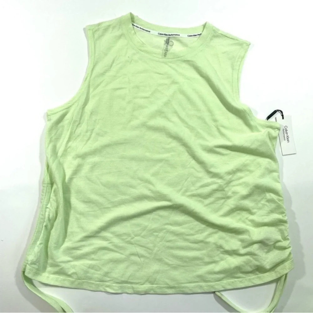 CK Calvin Klein Performance Ruched Tank Top Green Size 2X